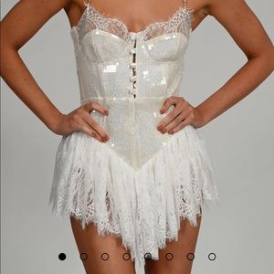 The Dolls House Fashion Roxanna Playsuit in Pearl Iridescence XS